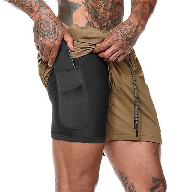 2 In 1 Training Shorts - Military Overstock