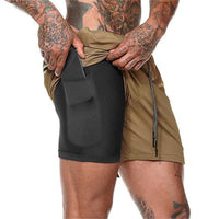 Thumbnail for 2 In 1 Training Shorts - Military Overstock