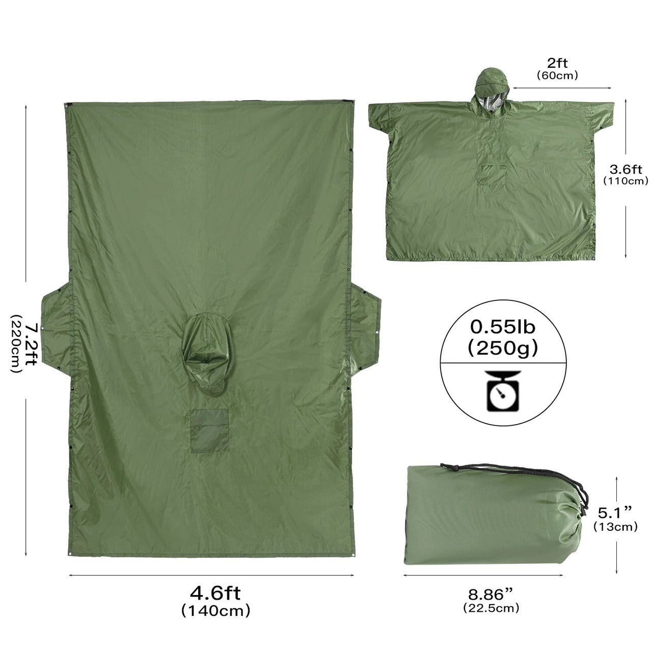 3 In 1 Military Poncho - Military Overstock