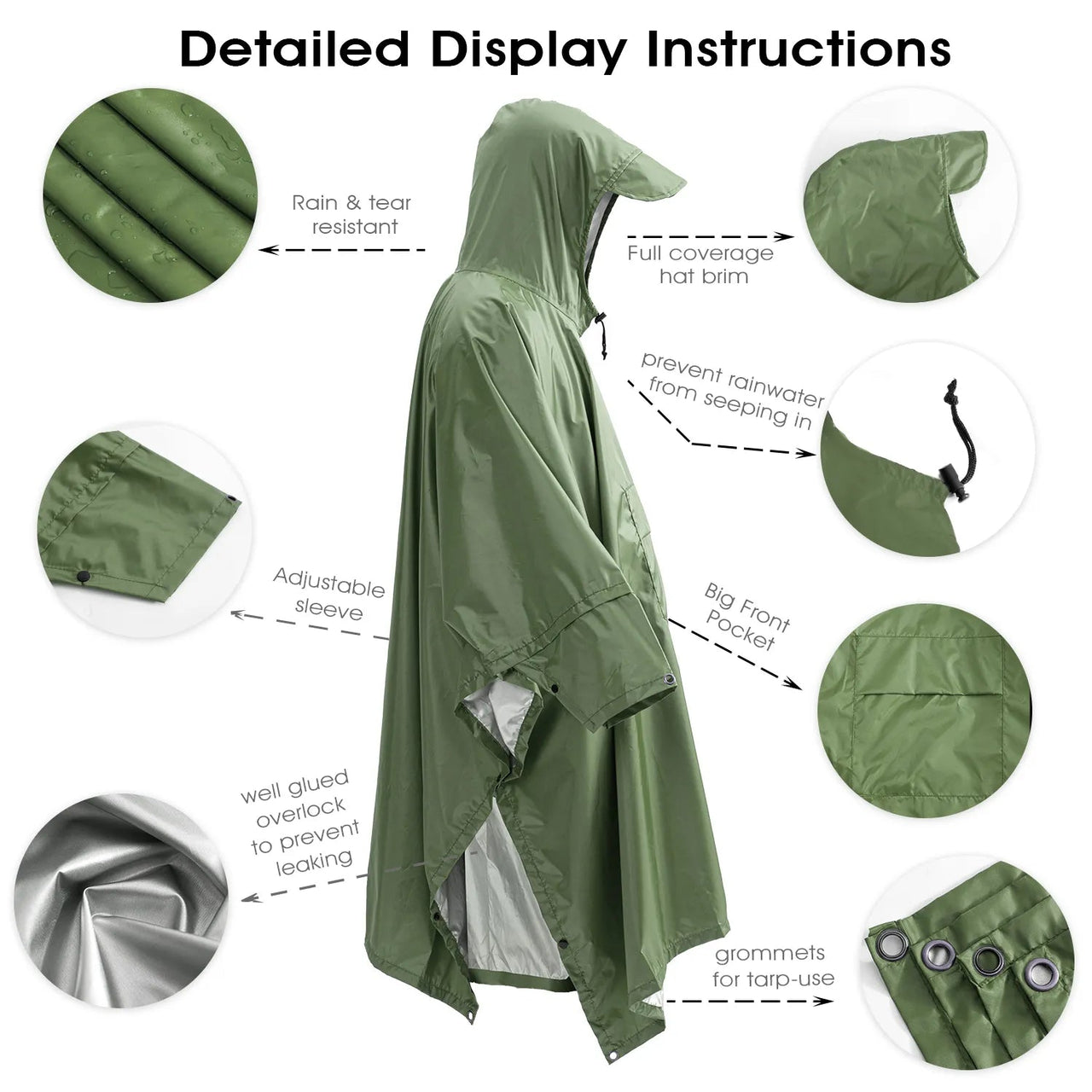 3 In 1 Military Poncho - Military Overstock