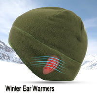 Thumbnail for Fleece Beanie With Ear Warmer - Military Overstock